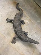 Bronzen Krokodil Beeld - 120cm, Ophalen of Verzenden, Zo goed als nieuw, Metaal, Dierenbeeld