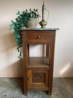 Vintage houten kastje eik met marmeren blad, Huis en Inrichting, Kasten | Overige, Ophalen, Gebruikt
