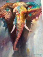 Prachtig schilderij van een olifant., Ophalen of Verzenden