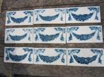 30 Art nouveau wandtegels, blauwe guirlande opgelegd