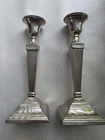 2 Zware Chrome Kaarsenstandaards kaarsenhouder standaard   beschikbaar voor biedingen