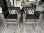 Riviera Maison Paramount fauteuils in pellini leder, Huis en Inrichting, Ophalen, Twee, Bruin, Zo goed als nieuw