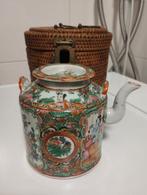 Antiek chinees famille rose medaillon porseleinen theepot, Antiek en Kunst, Antiek | Porselein, Ophalen of Verzenden