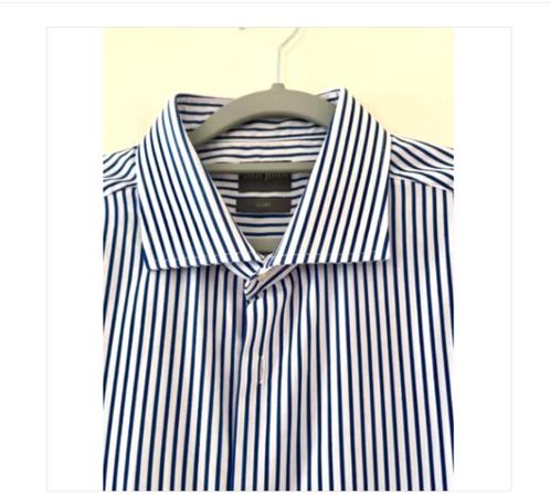 DAN JOHN Italy  blauw wit streep overhemd mt 18/45 BCBC, Kleding | Heren, Overhemden, Zo goed als nieuw, Halswijdte 41/42 (L)
