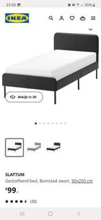 Ikea Slattum bed zwart met lattenbodem zonder matras, Ophalen of Verzenden, Eenpersoons, Zo goed als nieuw, Zwart