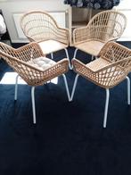 4 Rieten stoelen , lichtbruin de, Ophalen, Gebruikt, Bruin, Riet of Rotan