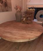 Teak houten ronde eettafel, Ophalen, Hoffz Sober, 150 tot 200 cm, Zo goed als nieuw