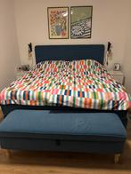 Ikea Dunvik Boxspring + Opbergbank (excl. matrassen), Ophalen, Blauw, Tweepersoons, Zo goed als nieuw
