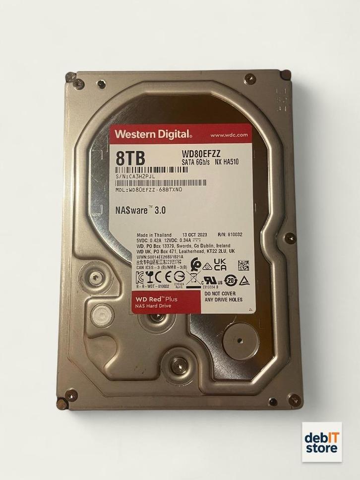WD Red Plus 8tb NAS HDD - WD80EFZZ, Computers en Software, Harde schijven, Zo goed als nieuw, Server, HDD, SATA, Ophalen of Verzenden