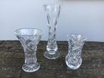 3 geslepen kristallen vaasjes, Antiek en Kunst, Antiek | Glas en Kristal, Ophalen of Verzenden