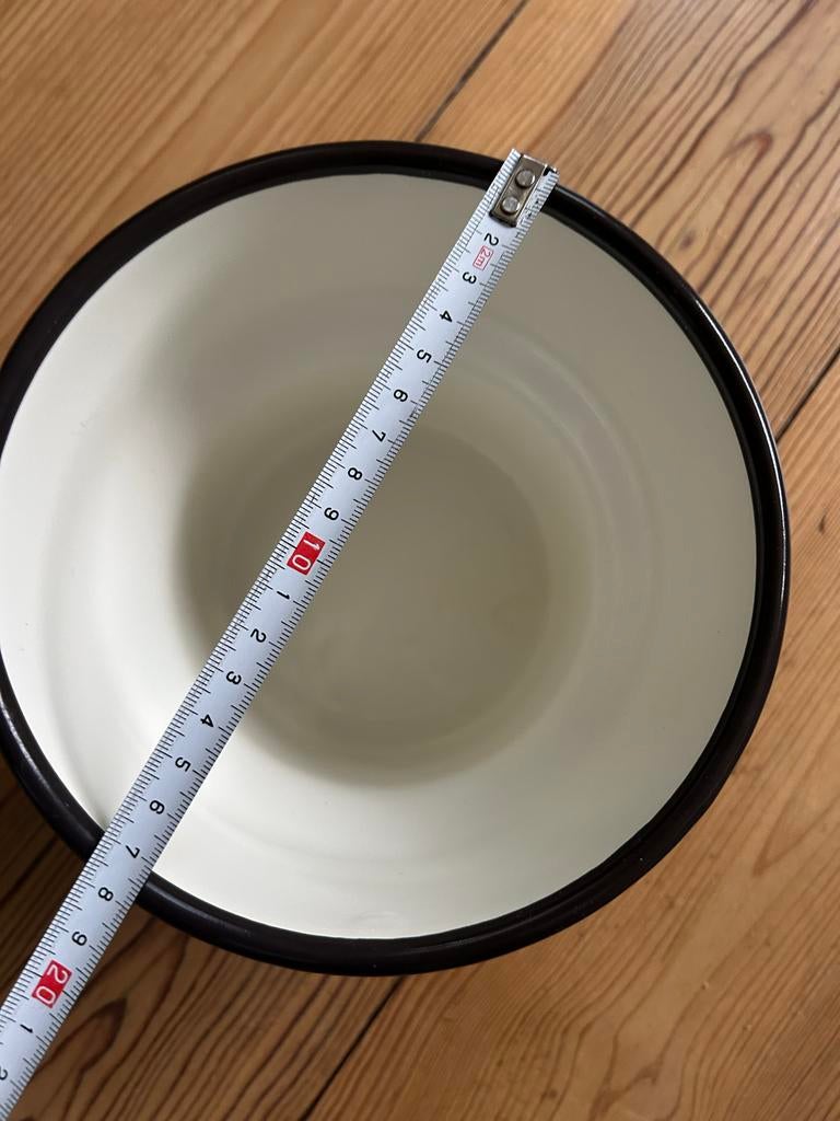 Emaille pot IKEA crème wit met zwarte rand citronsyra, Ophalen of Verzenden, Zo goed als nieuw