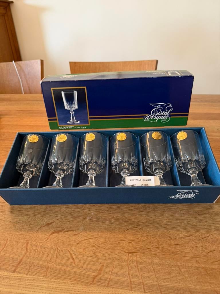 6 portglaasjes Cristal d'Arques Louvre-patroon nieuw!, Ophalen of Verzenden, Nieuw, Overige typen