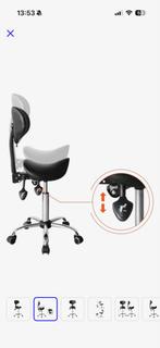 Ergonomische Zadelkruk met Rugleuning - Zwart, Huis en Inrichting, Bureaustoelen, Zwart, Ophalen of Verzenden, Zo goed als nieuw