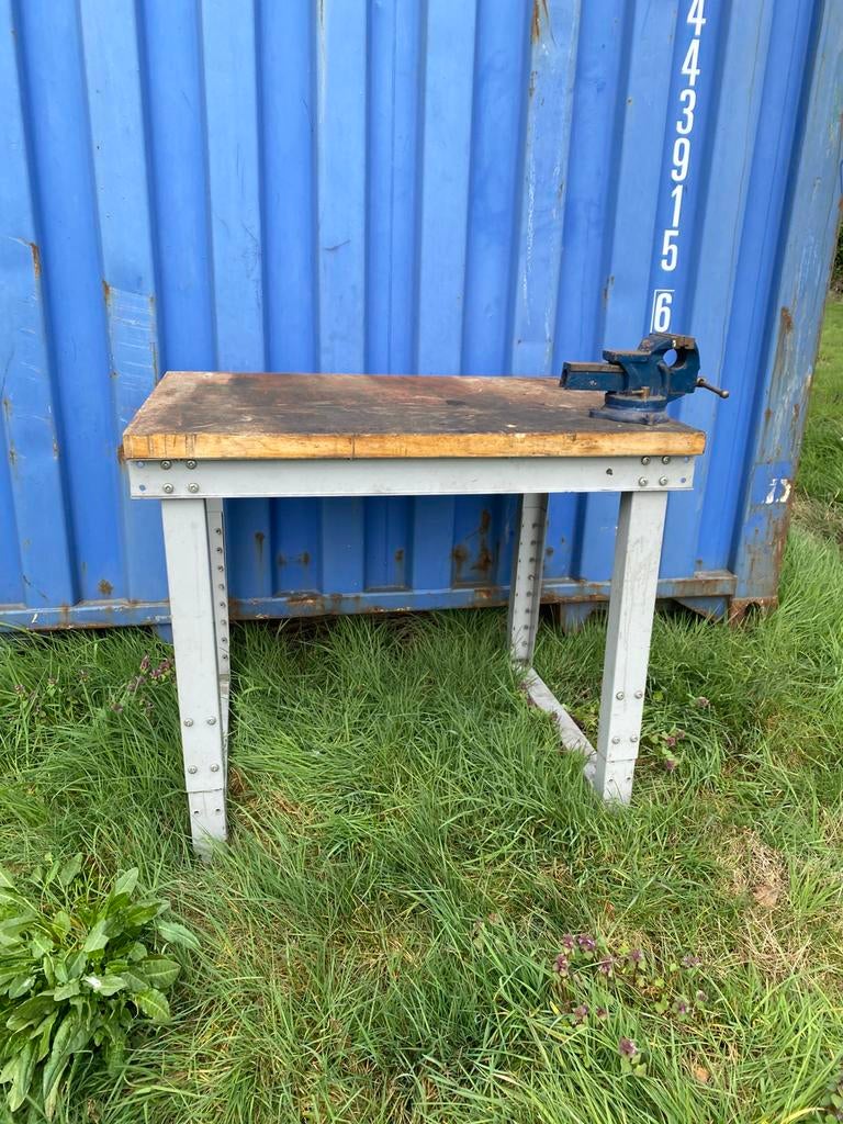 Werkbank met bankschroef, Doe-het-zelf en Verbouw, Werkbanken, Ophalen of Verzenden, Gebruikt, Bankschroef