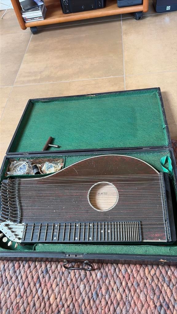 Antieke Citer in houten kist, Muziek en Instrumenten, Snaarinstrumenten | Overige, Ophalen of Verzenden, Gebruikt, Citer