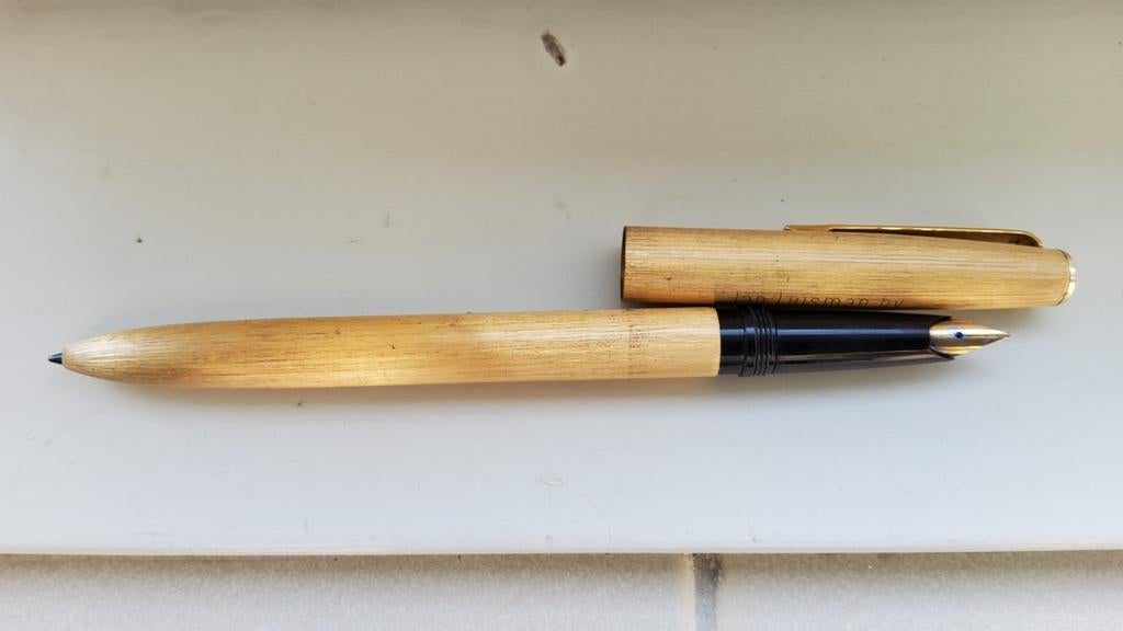 Oude retro vulpen geborst goud look vul balpen, Ophalen of Verzenden, Gebruikt, Vulpen, Overige merken