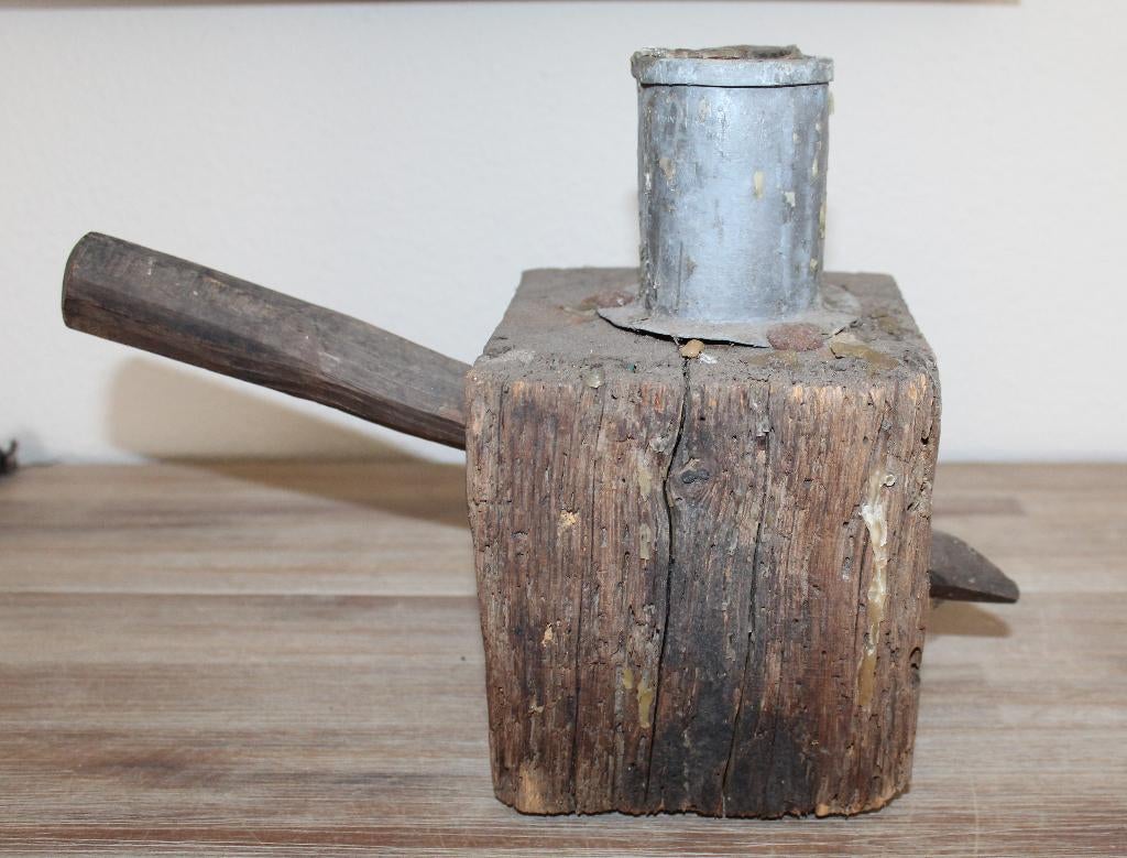 Primitieve antieke Franse kandelaar, Antiek en Kunst, Ophalen of Verzenden