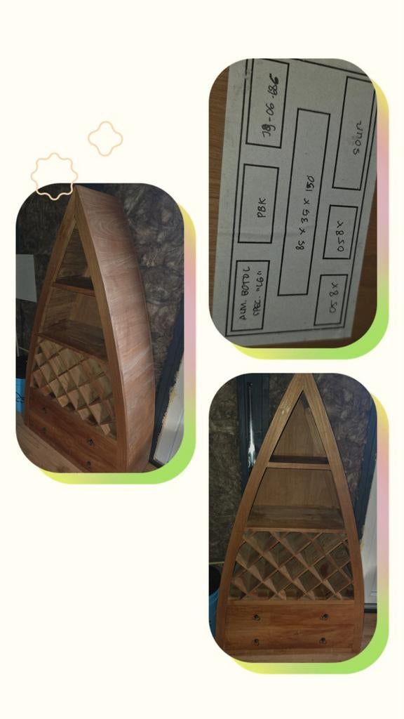 Exclusieve Teak Wijnkast - Bootvormig Design, Huis en Inrichting, Woonaccessoires | Wijnrekken, Ophalen of Verzenden, Hout, 75 cm of meer