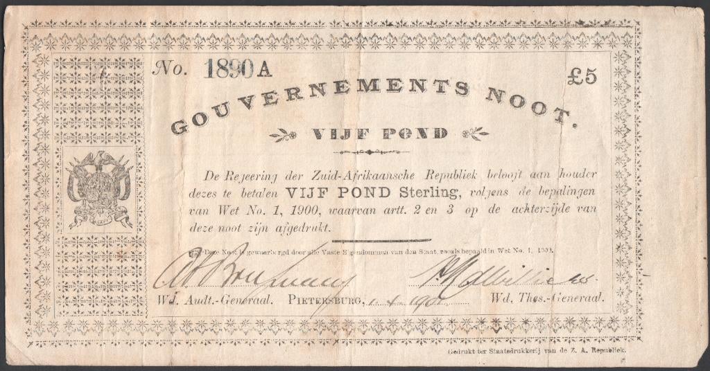 South Africa 5 Pond Pietersburg 01-04-1901  Nr.1890, Verzenden, Zuid-Afrika, Los biljet
