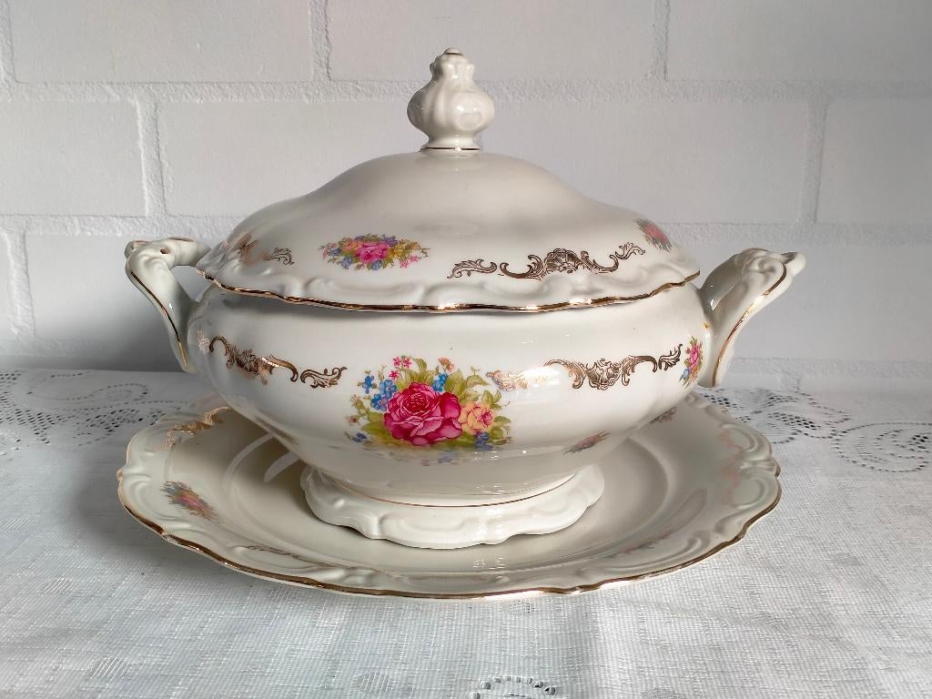 Prachtige soepterrine met onderschaal Bavaria, Antiek en Kunst, Ophalen of Verzenden