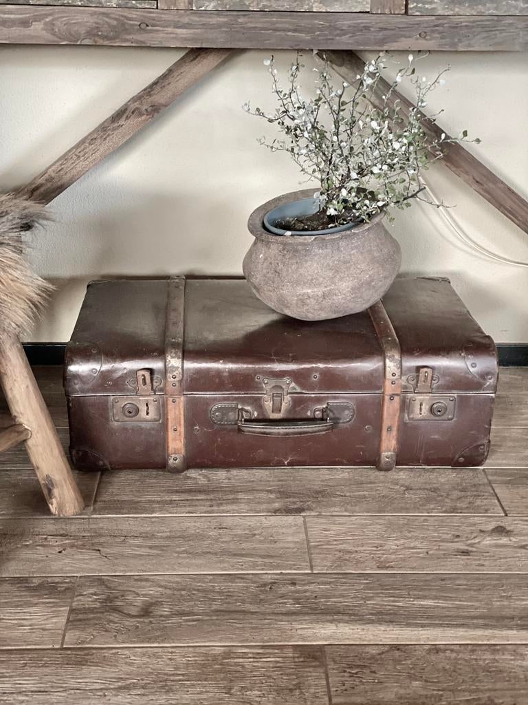 Vintage koffer decoratie sober landelijk brocante, Ophalen, Zo goed als nieuw, Minder dan 50 cm