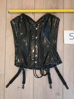 Nieuw Zwart Stevig Lak Corset Maat S met Jarretelles, Verzenden