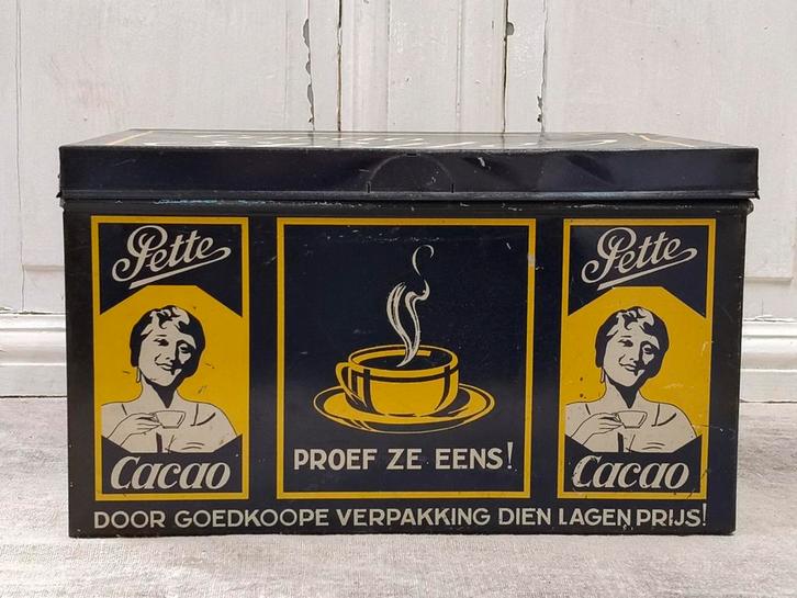 Oud winkelblik Pette cacao, Verzamelen, Blikken, Gebruikt, Overige, Ophalen of Verzenden