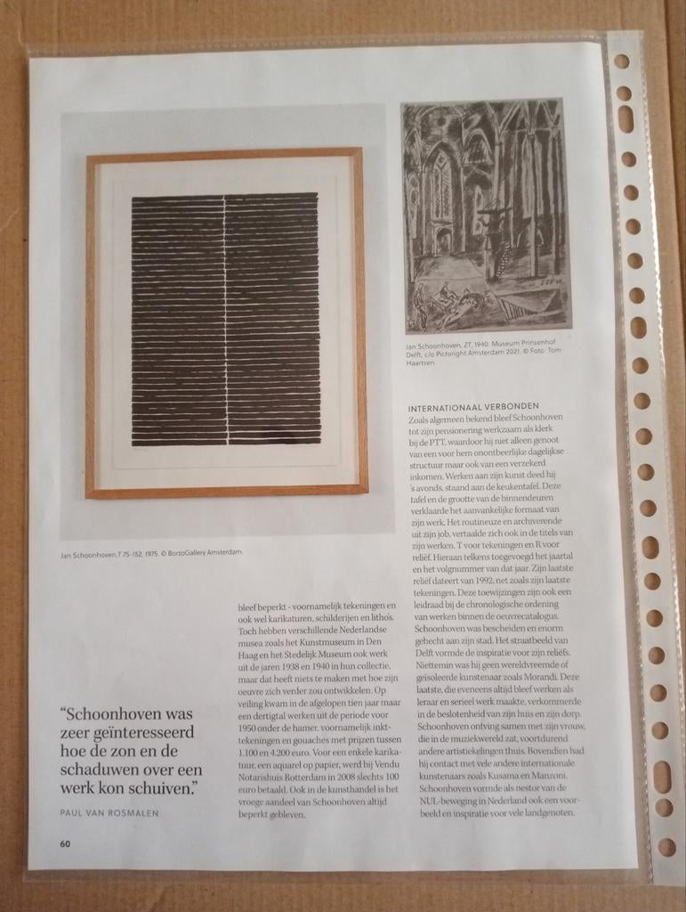 Jan Schoonhoven Zero Nul artikel, Ophalen of Verzenden, 1980 tot heden