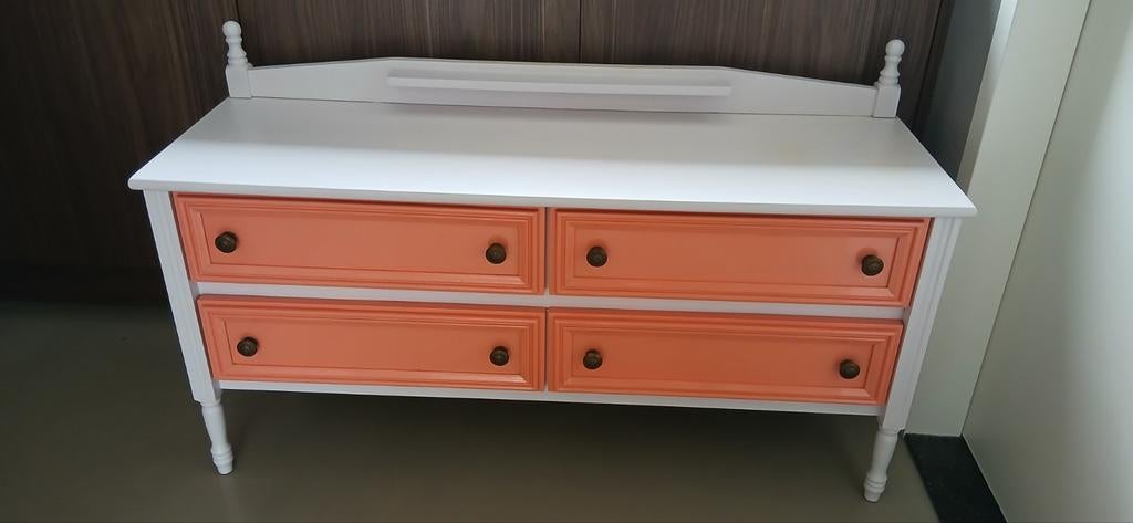 Vintage-antieke kaptafel dressoir met barok spiegel, Ophalen