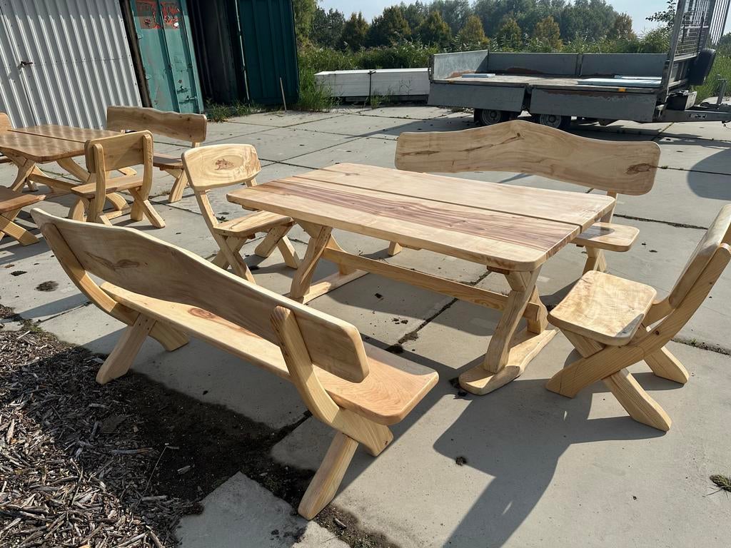 Houten tuinset, nieuw, Tuin en Terras, Ophalen, 6 zitplaatsen, Nieuw, Hout