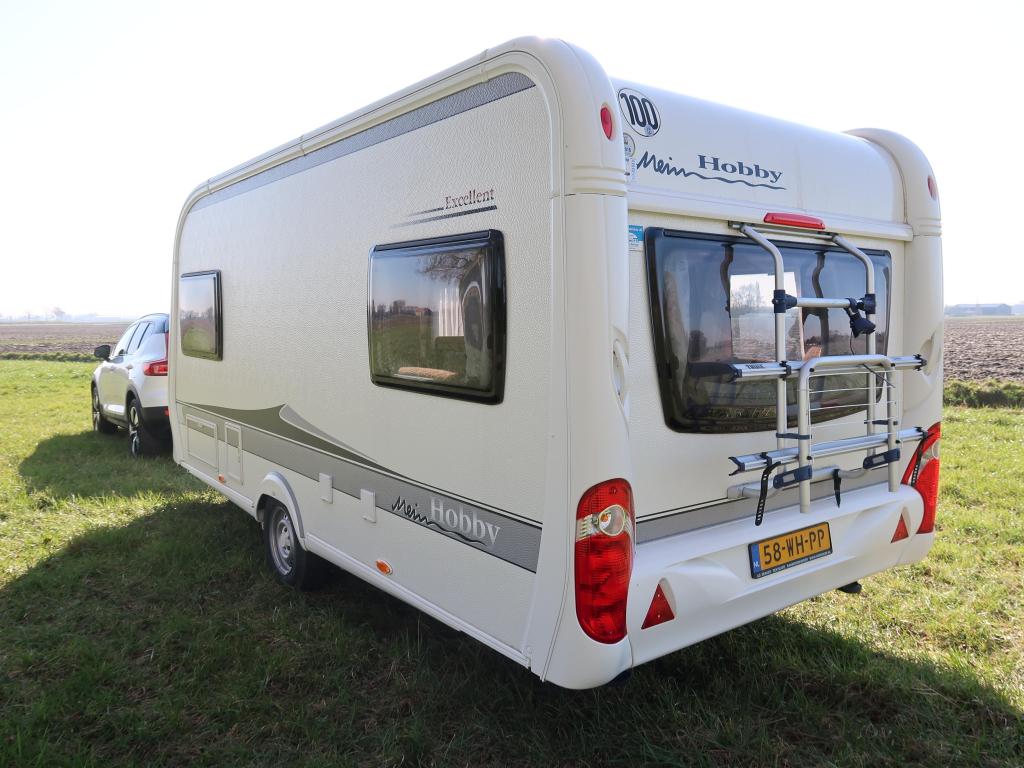 TOPSTAAT: Hobby Excellent 455 UF / Thule luifel, Caravans en Kamperen, Caravans, Rondzit, Hobby, Schokbreker, Bedrijf