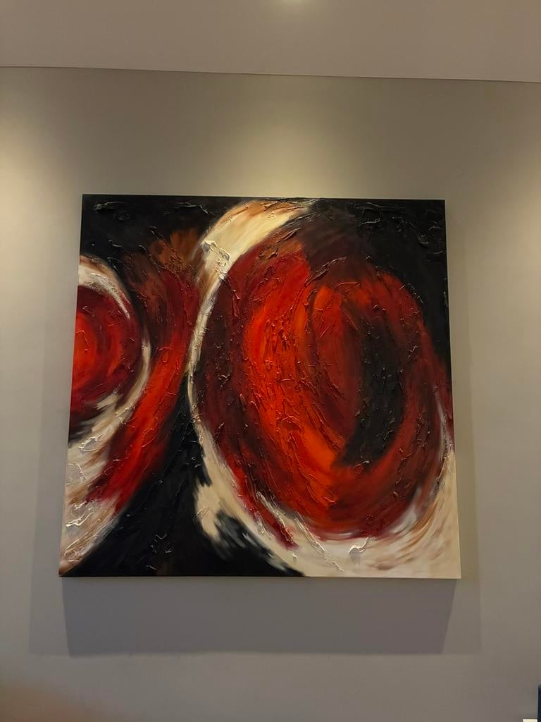 Te koop; groot schilderij Cobra Art 190x190 cm, Ophalen