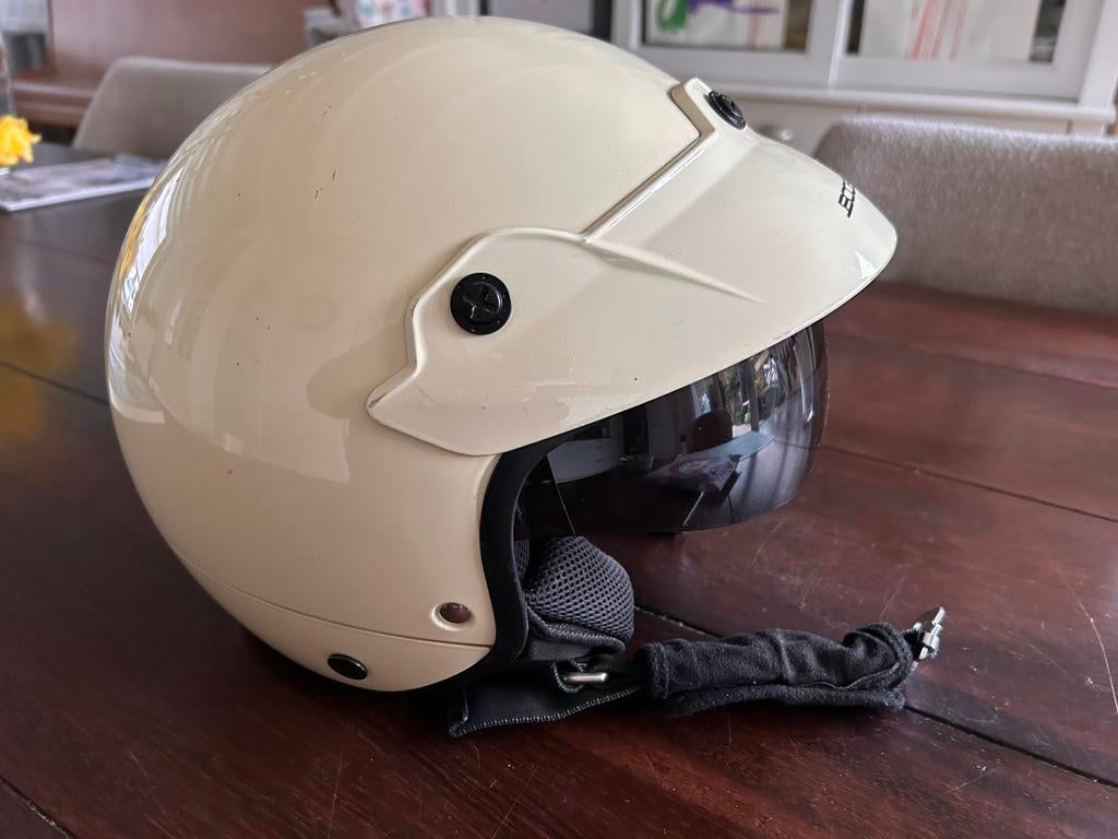 Scooterhelm Boost, wit maat S (55-56 cm) met zonnescherm, Fietsen en Brommers, Brommerhelmen, Ophalen of Verzenden, Gebruikt, Small
