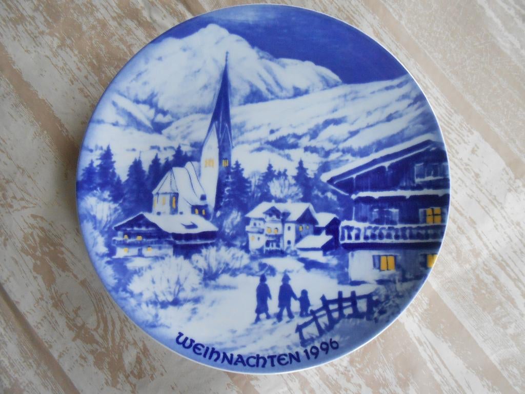 Wandbord Weihnachten 1996 Scherzer Bavaria / echt kobalt, Antiek en Kunst, Curiosa en Brocante, Ophalen