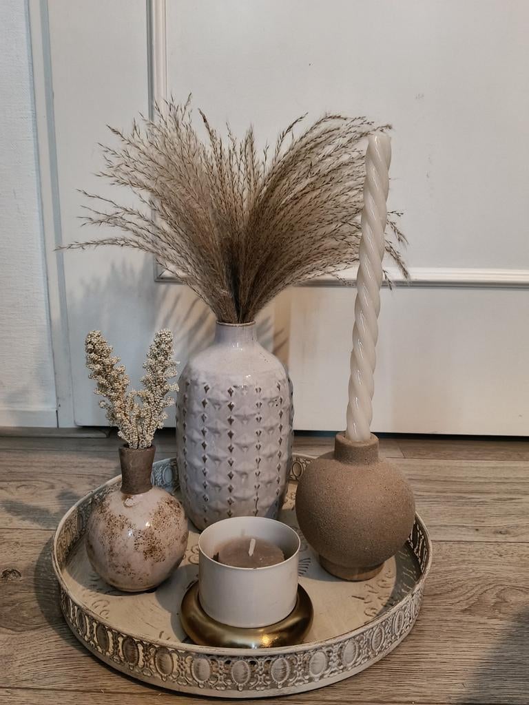 Dienblad met sfeervolle decoratie, Ophalen of Verzenden, Zo goed als nieuw, Rond, Overige materialen