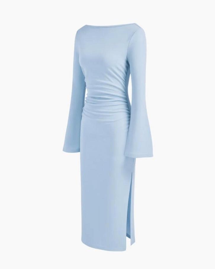 Lichtblauwe Cider Jurk trompetmouw en Split, Kleding | Dames, Jurken, Nieuw, Maat 42/44 (L), Blauw, Onder de knie, Ophalen of Verzenden