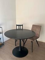 Ronde eettafel zwart, Ophalen, Gebruikt, 100 tot 150 cm, Rond