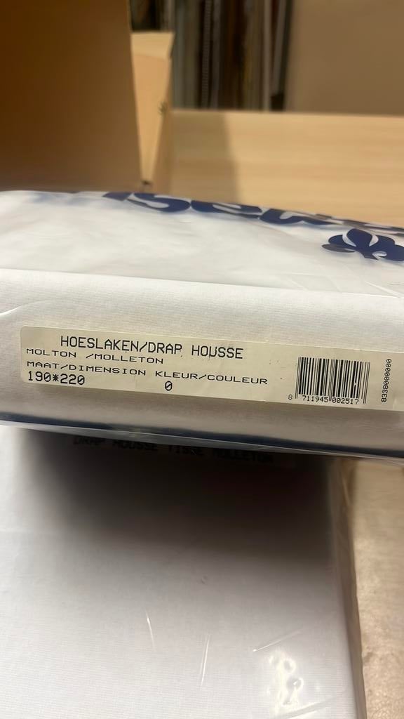 Geweven molton hoeslaken., Ophalen, Eenpersoons, Zo goed als nieuw, Wit