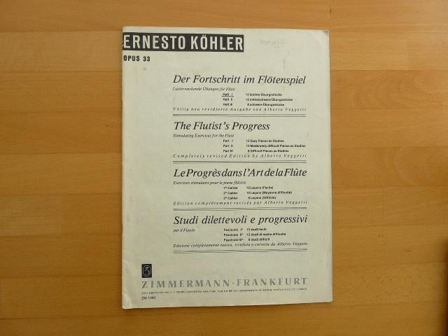 Ernesto Kohler Opus 33, Der fortschritt im Flotenspiel, Gebruikt, Dwarsfluit of Piccolo, Klassiek, Ophalen of Verzenden