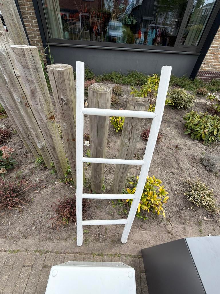 Decoratieve ladder voor dekens of handdoeken, Ophalen of Verzenden, Gebruikt, Wit, Hout