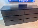 IKEA Malm ladekast zwartbruin met 6 lades, 100 tot 150 cm, 5 laden of meer, Ophalen of Verzenden, Zo goed als nieuw