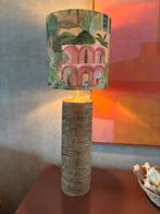 Vintage ronde birma rieten lamp, Ophalen, Gebruikt, Stof, 50 tot 75 cm