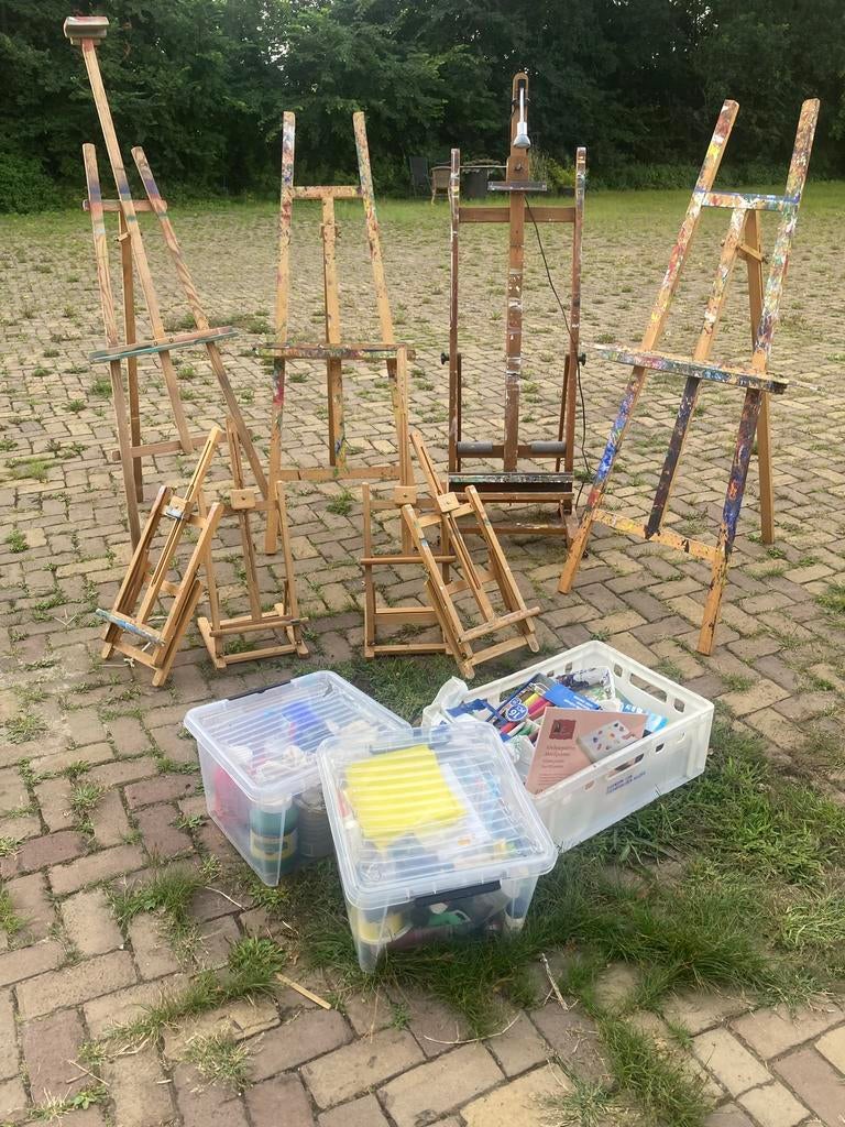 Schilder ezels inclusief verf, kwasten, Hobby en Vrije tijd, Schilderen, Ophalen, Gebruikt