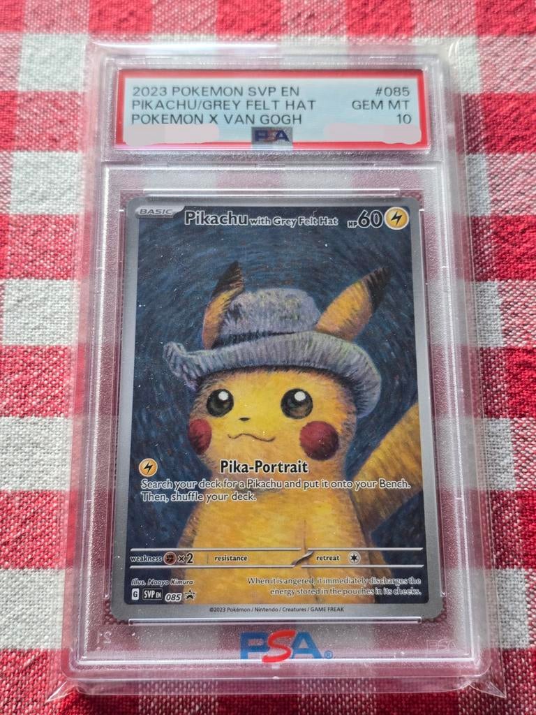 Pikachu Grey Felt Hat (Van Gogh) #085 PSA 10, Ophalen of Verzenden, Nieuw, Losse kaart