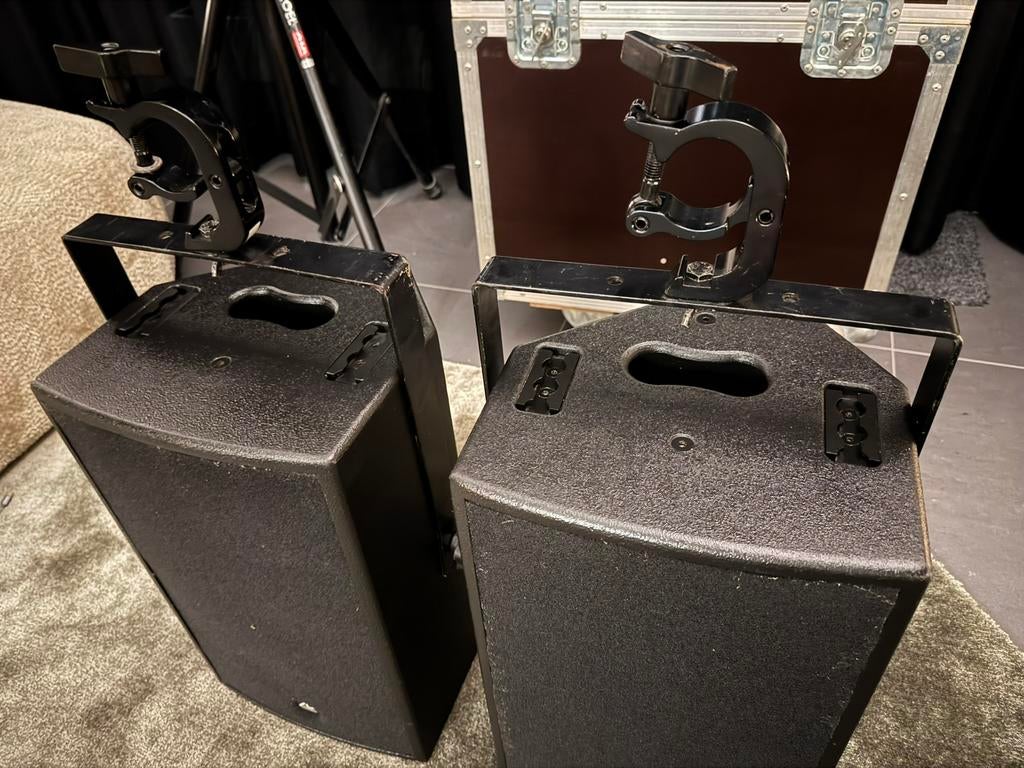 AD-systems AD10 luidsprekers - pa set met flightcase en ass, Audio, Tv en Foto, Luidsprekers, Ophalen, Zo goed als nieuw
