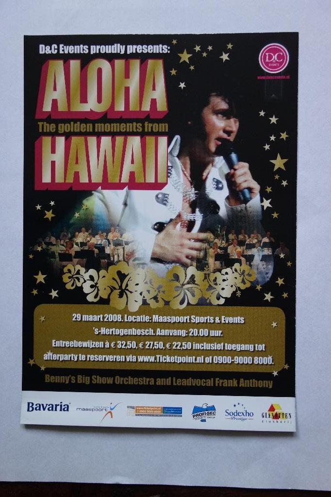 Elvis Presley flyer Aloha, Verzamelen, Muziek, Artiesten en Beroemdheden, Zo goed als nieuw, Foto of Kaart, Ophalen of Verzenden