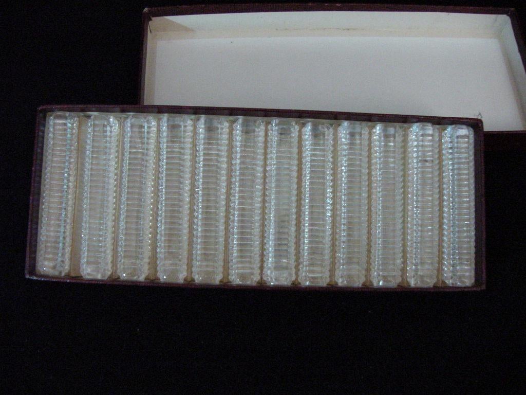 12 glazen messenleggers, Antiek en Kunst, Antiek | Glas en Kristal, Ophalen of Verzenden