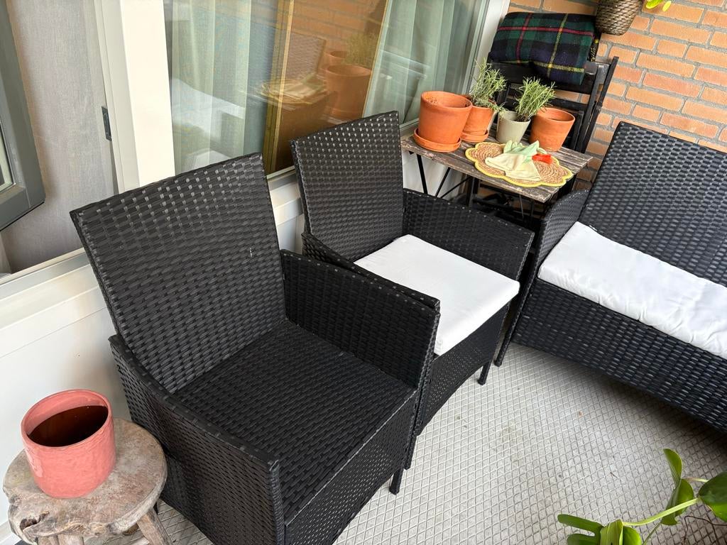 Compact tuinsetje, ideaal voor balkon of kleine tuin, Gebruikt, Wicker, Ophalen, 2 zitplaatsen
