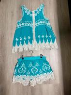 Dames Ibiza Set Turquoise Katoen Geborduurd Free Size, Kleding | Dames, Ophalen of Verzenden, Nieuw, Maat 42/44 (L), Overige kleuren