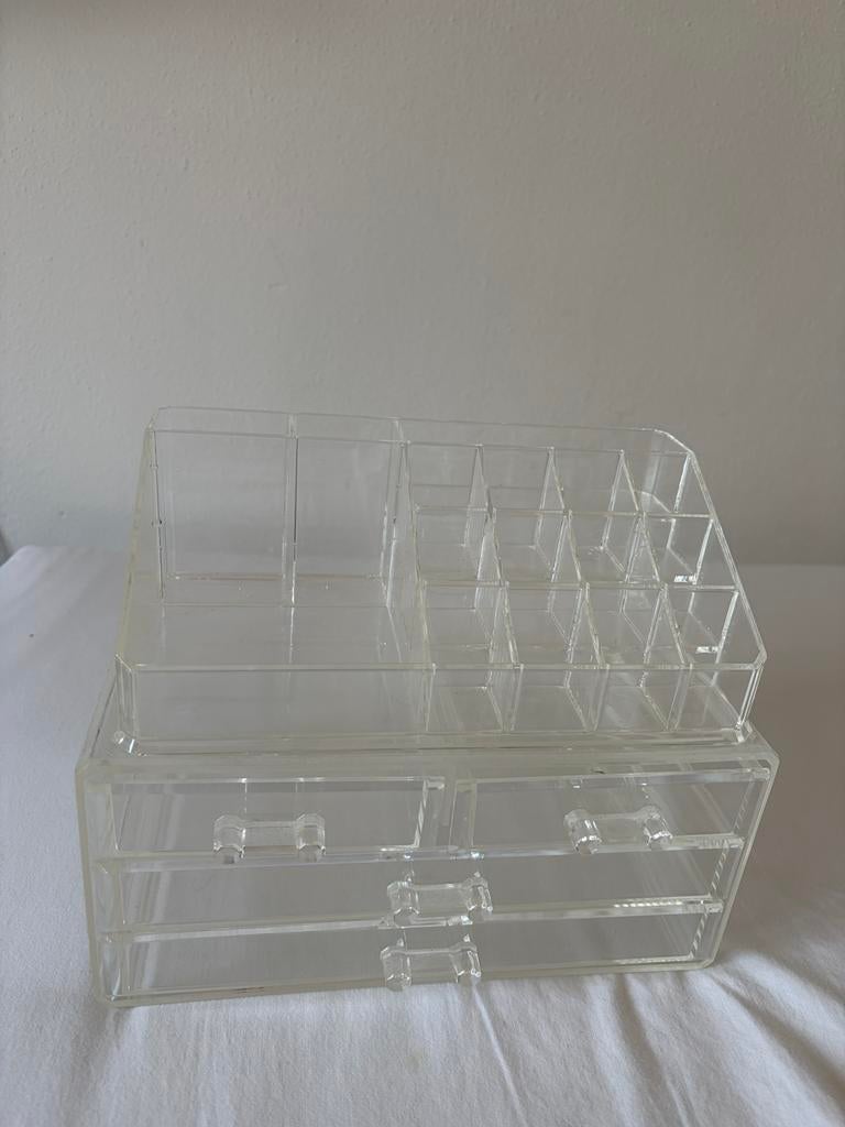 Transparante make-up organizer met lades, Gebruikt, Overige kleuren, Gehele gezicht, Ophalen of Verzenden